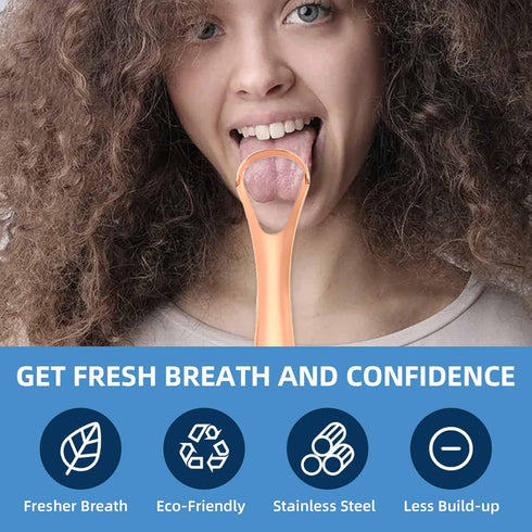 Tongue Scraper, 100% Surgical Stainless Steel Tongue Cleaner for Both Adults and Kids, Professional Reduce Bad Breath Metal Tongue Scrapers, Help ...