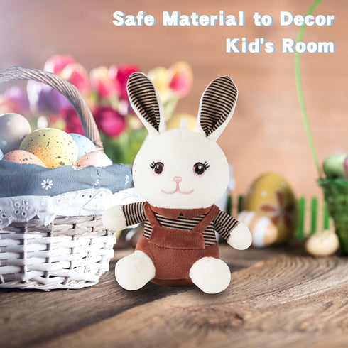 Anboor 6.1" Small Stuffed Animals Easter Rabbit Toy Cute Bunny Plush Toy with Keychain Easter Basket Stuffers Party Favor Décor?Brown...