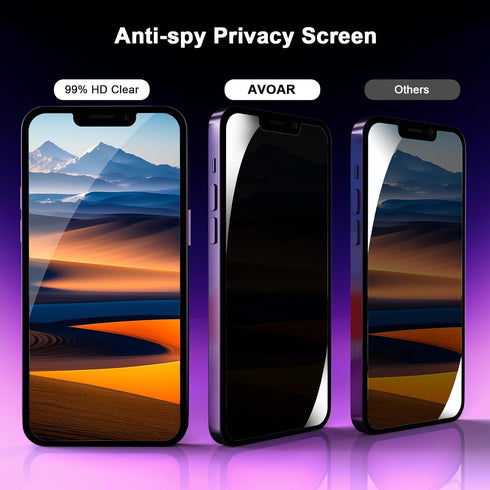 [2+2 Pack Privacy Screen Protector for iPhone 15 Pro with Camera Lens Protector, 6.1 Inch Tempered Full Screen Glass Accessories, Anti-Spy, Bubble...