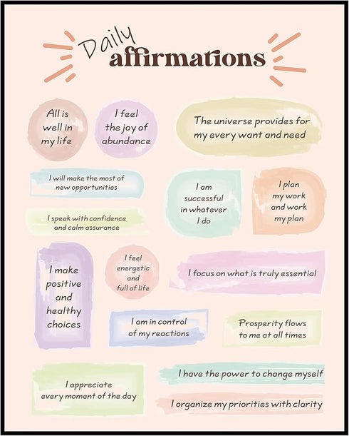 Posterizer 1 pcs-daily positive affirmations with pastel aesthetic-Motivational & Inspirational Art-Gift for Daughter, Son, Kids-Decor for Home & ...