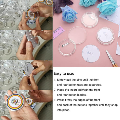 Acrylic Button Pin Badge LUORNG 8 Sets 58mm / 2.28 inch Clear Round Pin Blank Buttons Badges Kit for DIY Crafts and Craft Activities, Acrylic Butt...