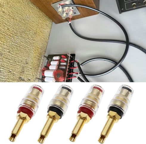 4Pcs Brass Crystal Long M8 Binding Post Heavy Duty Gold Plated Banana Jacks Insulated Binding Post for Speaker Amplifier Terminal Connector...