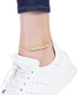 Amazon Essentials Plated Cubic Zirconia Tennis and Stations Anklet Set 9" + 1" Extender...