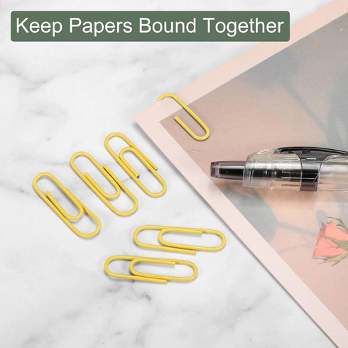 YOKIVE 600 Pcs Paper Clips, Office Clips Smooth Surface with Box | Keep Desk Neat, Great for Office, Art, Home, Daily Use (Yellow, 1.1-Inch)...