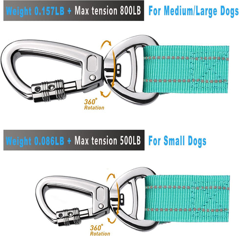 Reflective Dog Leash, Heavy Duty Dog Leash with Car Seat Belt and Padded Handle, Tactical Dog Leashes for Walking, No Pull Dog Leash for Large Med...