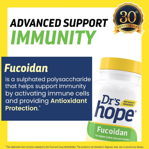 Fucoidan Supplement 65mg 60 Capsules, Brown Seaweed Extract Acts as Antioxidant for Gut Health, Cardiovascular Health and Immune Support, Made in ...