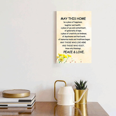 New Home Blessing Wall Art May This Home Be a Place of Happiness Canvas Print Quote Painting for Home Bless this Home Wall Decor Housewarming Gift...
