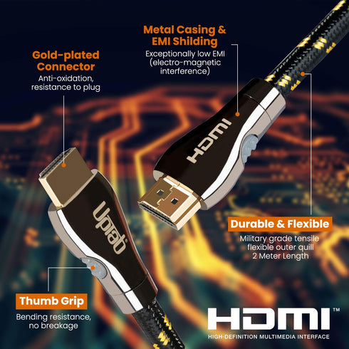Certified HDMI Cable 6FT (HDMI 2.1 10K 8K) Ultra High Speed HDMI HDR 48Gbps eARC VRR Dolby Atmos Vision for PS5 Xbox Series X RTX 4090 Apple TV 4K...