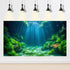 Aquarium Background Undersea Soft Algae Coral Reef Terrarium Background Sunlight Rays on Seabed Sandy Backdrop Underwater Plants Moss Fish Tank Ba...