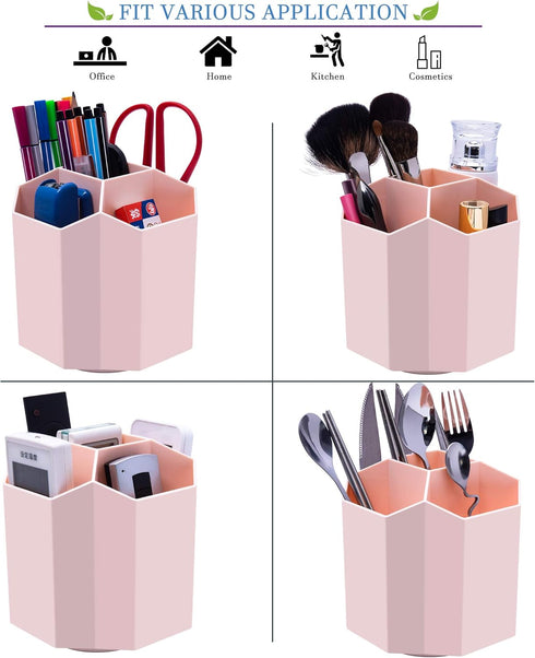 Desk Pencil Pen Holder, Rotating Pen Organizers 360-Degree 5 Grid Pen Holder for Desktop Storage Stationery Supplies Organizer, Home, Office, Scho...