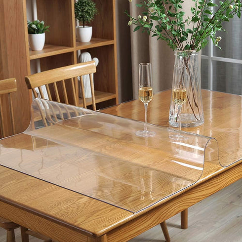 Small Office Desk Protector Mat Clear Table Protector Plastic Table Cloths PVC Night Stand Table Cover Mat Shelf Surface Protection Crystal Childr...