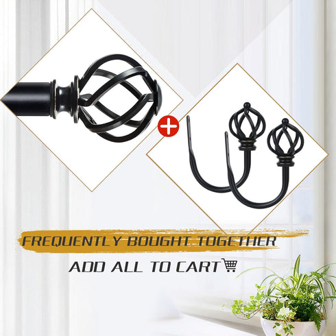 KAMANINA Decorative Curtain Drapery Holdbacks Twisted Cage Finials, Black(1 Pair/2 Pack), Small...