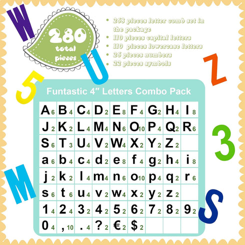 Tenare 268 Pcs Bulletin Board Letters Alphabet Letters Numbers and Punctuation Cutouts Letters Fun Bulletin Board Set for Classroom Chalkboard Bul...