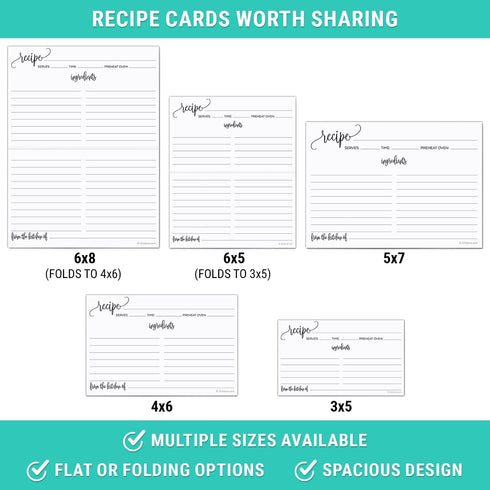 321Done Recipe Cards, Made in USA - From the Kitchen Of, 4x6 Black and White Modern Minimalist, Large Double-Sided for Weddings, Bridal Shower - S...