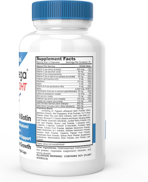 DrFormulas HairOmega DHT Blocker Biotin 5000 mcg Vitamins for Hair Growth Supplement | Hair Loss Pills for Women and Men, 30 Day Supply...