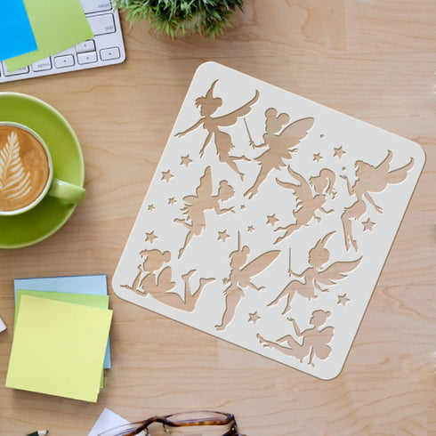 FINGERINSPIRE Little Fairy Drawing Painting Stencils Templates 11.8x11.8inch Fairy Pattern Plastic Stencils Decoration Rectangle Reusable Stencils...