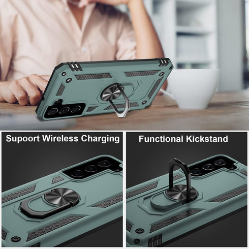 IKAZZ for Galaxy S22 Plus Case,Military Grade Shockproof Heavy Duty Protective Phone Cover Pass 16ft Drop Test with Magnetic Kickstand Car Mount H...