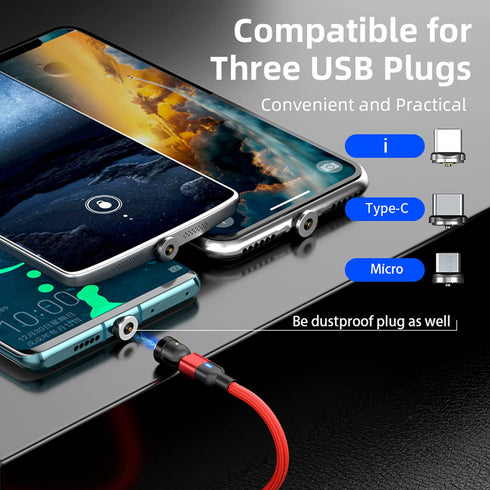 Bojianxin 540° Rotation Magnetic Charging Cable?7-Pack, 1.6ft/3.3ft/3.3ft/6.6ft/6.6ft/10ft/10ft? Magnetic USB Cable, 3 in 1 Magnetic Phone Charger...