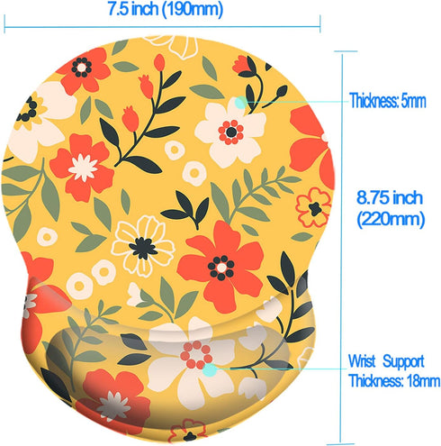 Wrist Support Mouse Pad Non Slip Rubber Base Wrist Rest Mousepad 8.75in X7.5in Small Desktop Notebook Mouse Mat for Home Office Computer Laptop (F...