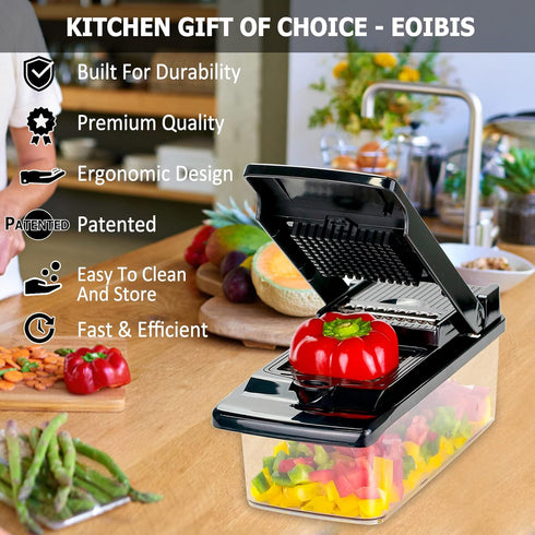Vegetable Chopper/Cutter/Dicer-Veggie Chopper/Slicer-Onion Chopper-Salad Chopper-Food Chopper With Container (13 in1 Black)...