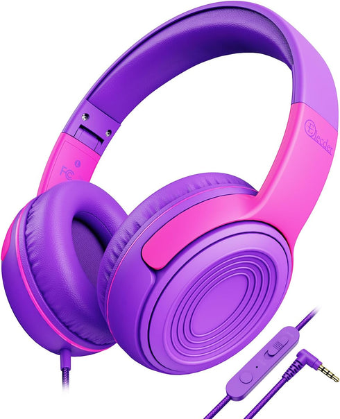 ELECDER Kids Headphones, S8 Wired Headphones for Kids with Microphone for Boys Girls, Adjustable 85dB/94dB Volume Limited, 3.5 mm Jack for School/...
