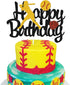 Softball Cake Topper,Baseball Cake Topper for Girl Boy Birthday Party Girl's Softball Pitcher Cake Decor...