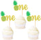 Ercadio 24 Pack Pineapple One Cupcake Toppers Glitter Pineapple 1st Birthday Cupcake Picks Hawaii Luau Tropical Cupcake Decors Summer Theme Baby S...
