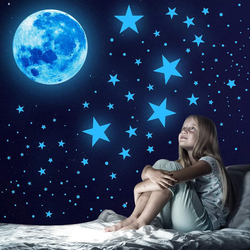 Glow in The Dark Stars,Glowing Stars and Moon Wall Decals, 1088 Pcs Ceiling Stars Glow in The Dark Kids Room Wall Decor, Perfect for Kids Nursery ...