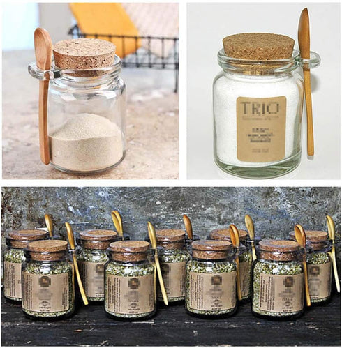 1Pcs 250ml/8.5oz Empty Clear Glass Jam Jar with Cork and Spoon Multipurpose Honey Candy Coffee Bath Salts Storage Canister Can Pot Tin Bottle Cont...