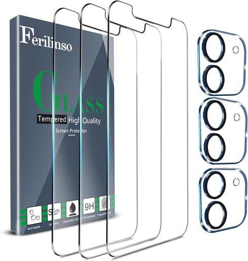 Ferilinso 3 Pack Screen Protector for iPhone 11 with 3 Pack Tempered Glass Camera Lens Protector Phone Case Friendly HD Accessories Protector de P...