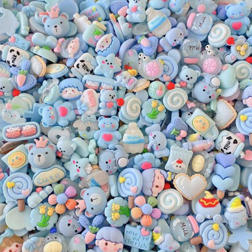 Halloluck 50 Pcs Cute Slime Charms Easter DIY Craft Making Resin Jewery Making Kit, Resin Flatback Slime Beads Making Supplies for DIY Scrapbookin...