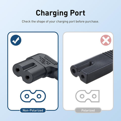 1.5M Replacement Charger Power Cord Fit for iRobot Roomba, 2 Prong 5 Feet AC Cable Replacement Power Cord for Home Base Charging Dock 500-900 Seri...