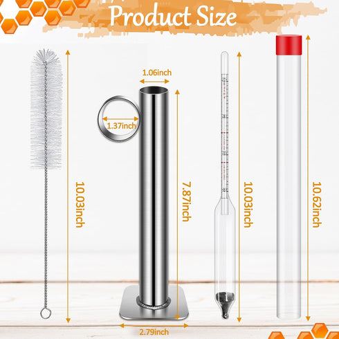Maple Syrup Hydrometer Kit - Stainless Steel Test Cup, Baume and Brix Scale, Cleaning Brush, Maple Syrup Density Kit for Accurate Measurements of ...