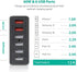 USB Wall Charger DTK 6 Port 60W USB Charger QC3.0 Multi Port Travel Charging Station with 5ft Power Cord for iPhone Xs/Max/XR/X/8/7/Plus, iPad Pro...