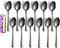 Dinner Spoon Set of 12 Pieces, 6.8 inch Black Soup Spoons, Stainless Steel Flatware, Mirror Polished Home Kitchen and Restaurant Cutlery Utensils...