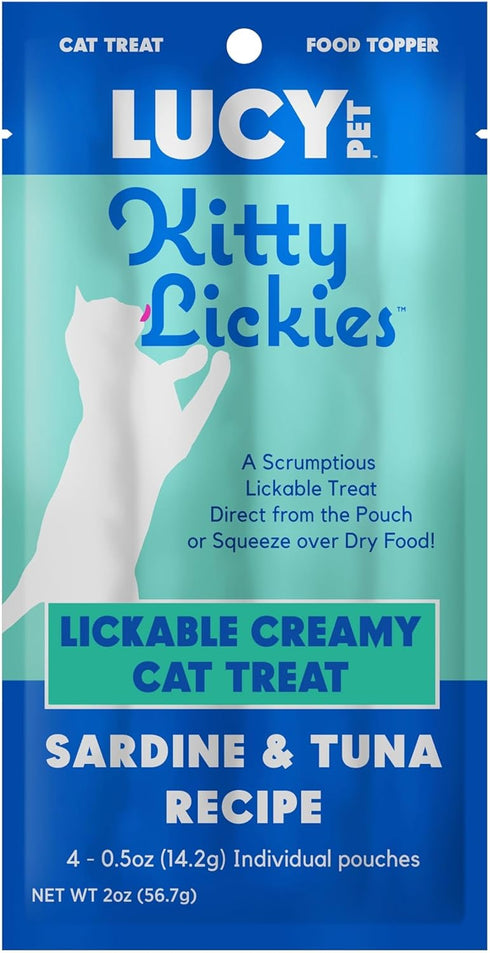 Lucy Pet Products Kitty Lickies Creamy Lickable Cat Treat, Sardine and Tuna Recipe, 2oz....