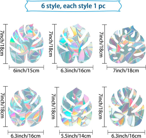 GORGECRAFT 6x7 Inch Leaf Window Clings Static Rainbow Window Stickers Anti-Collision Glass Decals Sun Catcher Decorations Non Adhesive Prismatic V...