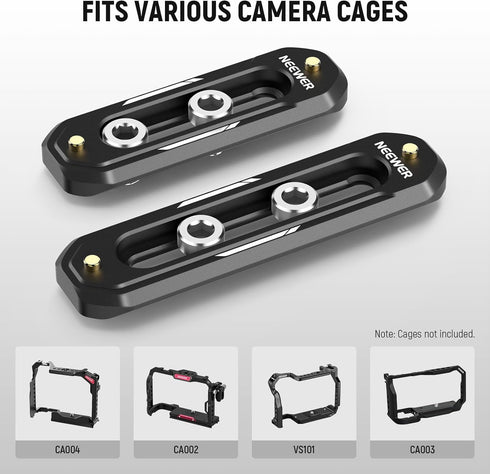 NEEWER 2 Pack Mini NATO Rail Set, 2.4"/60mm & 3"/75mm QR NATO Rail with Safety Pins, 1/4" Screws for NATO Clamp Top Handle Side Handle Camera Cage...