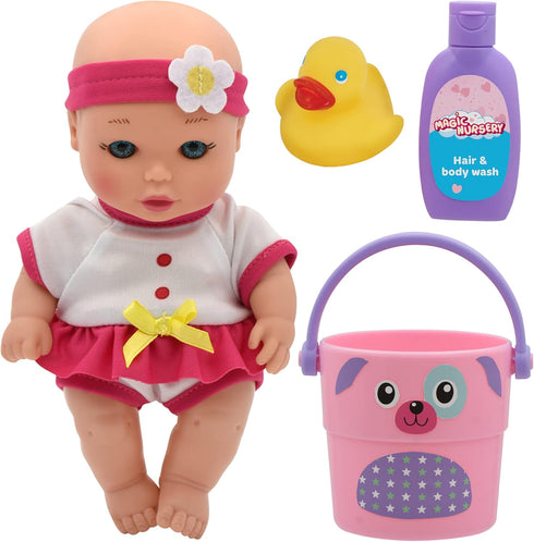 New Adventures Magic Nursery: Love Buckets - Bath Safe 8" Baby Doll Playset, Bath Time Playset, Ages 2+...