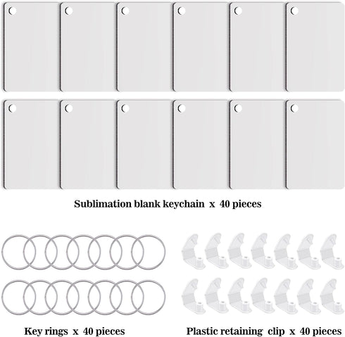 Duufin 120 Pieces Rectangle Sublimation Keychain Blanks Double Side Heat Transfer Blanks MDF Blank Board Key Rings Blanks for Sublimation DIY and ...