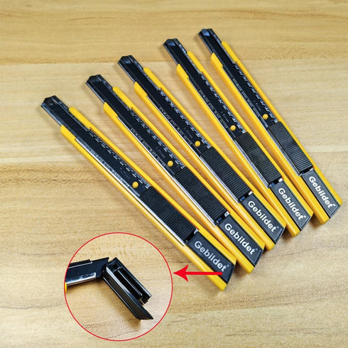 5pcs Right and Left Hand Self-Lock Cutter Knife/Black 9mm Snap Off Blades /60° Blace Knife/Utility Knife/Graphic Knife (Yellow Holder)...