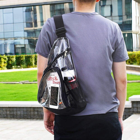 Clear PVC Sling Bag - Stadium Approved Clear Shoulder Crossbody Backpack...