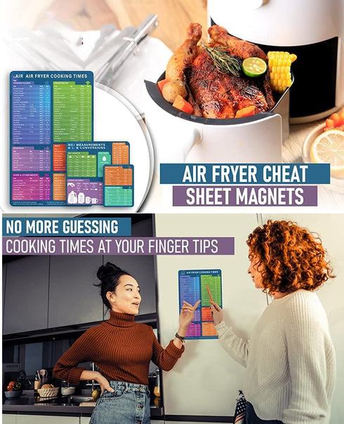 Air Fryer Magnetic Cheat Sheet and Kitchen Conversions,Air Fryer Cooking Times Chart Magnet,Quick Reference Guide for Cooking and Frying (Air Frye...