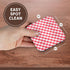 3dRose Red and white Gingham pattern diagonal checkered checks rustic retro country cottage dining kitchen - Soft Coasters, set of 4...