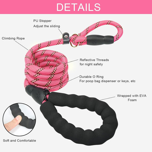 Slip Lead 6 FT for Medium and Large Dogs,Puppy Dog Training Leash Heavy Duty,No Pull Reflective Nylon Dog Leash,Rope Training Leash for Dogs That ...