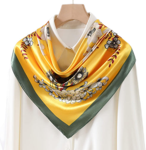 Women's 35" Satin Square Silk Like Hair Scarves and Wraps-Square Silk Head Scarf for wrapping hair...