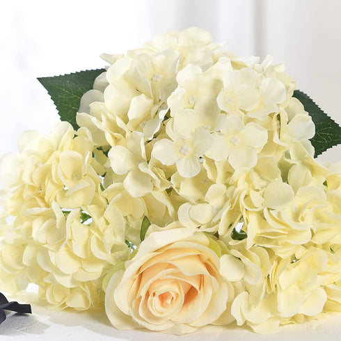 10PCS Silk Hydrangea Heads with Stems Artificial Flowers for Wedding Party Home Decor (Champagne)...