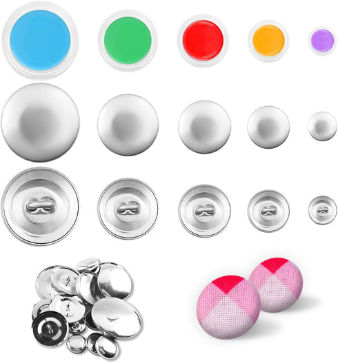 100pcs Button Covers, Cover Button Kits with 5 Sizes of Buttons & Tools DIY Fabric Buttons Fabric Covered Buttons to Make Your Own Buttons...