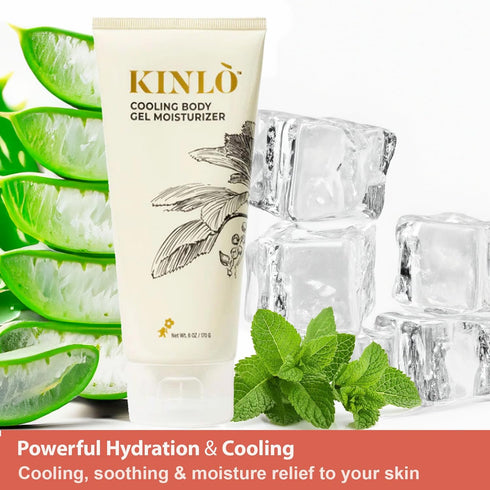 Kinlo Cooling Body Gel Moisturizer 6oz | Aloe vera gel Cooling Hydrating Skin Care Body Lotion | Aloe + Glycerin + Menthol| Black Owned Skincare...