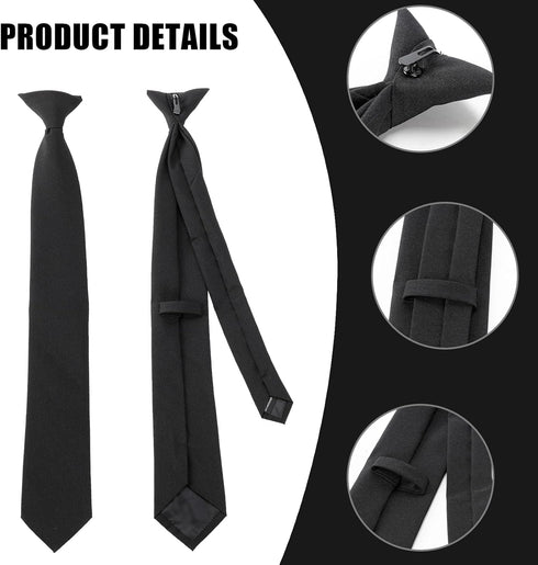 2 Pieces Men's Clip on Ties Black Ties for Men 20 Inches Pre Tied Neckties for Business Banquets, Parties, Weddings, School Uniforms...